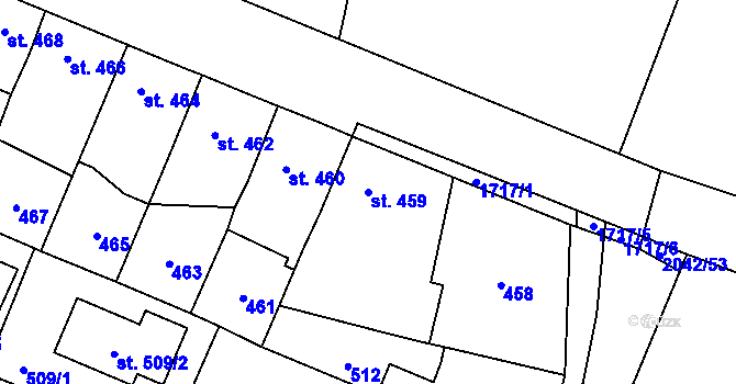 Parcela st. 459 v KÚ Sadská, Katastrální mapa
