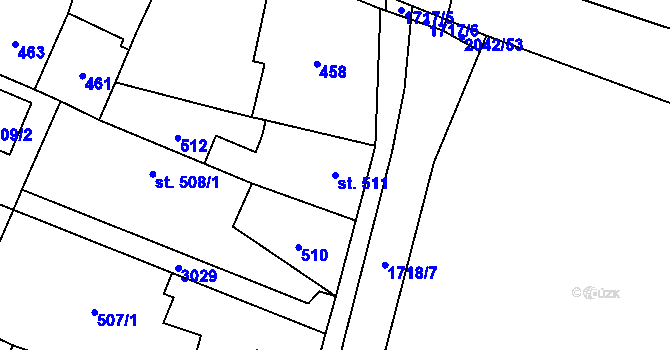 Parcela st. 511 v KÚ Sadská, Katastrální mapa