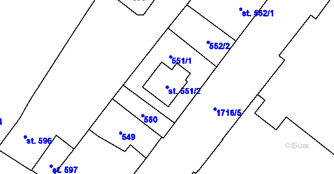 Parcela st. 551/2 v KÚ Sadská, Katastrální mapa