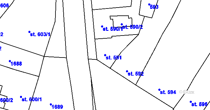 Parcela st. 591 v KÚ Sadská, Katastrální mapa