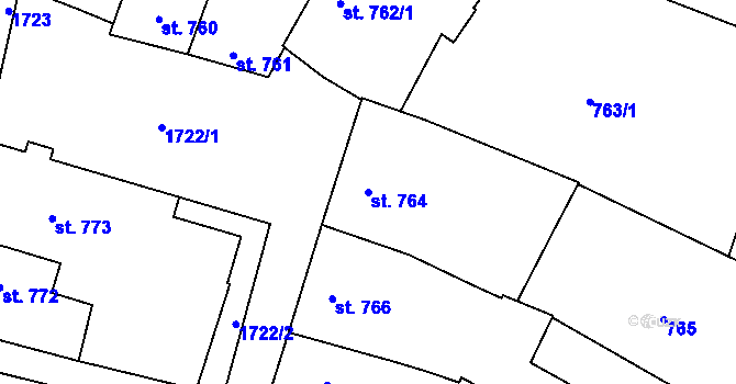 Parcela st. 764 v KÚ Sadská, Katastrální mapa