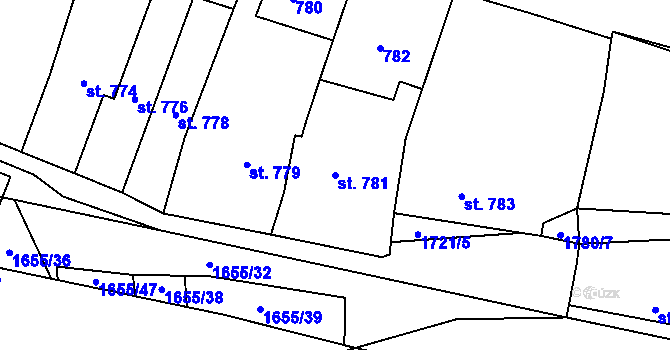 Parcela st. 781 v KÚ Sadská, Katastrální mapa