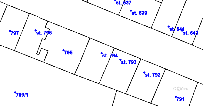 Parcela st. 794 v KÚ Sadská, Katastrální mapa