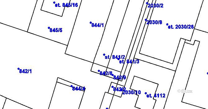 Parcela st. 841/2 v KÚ Sadská, Katastrální mapa