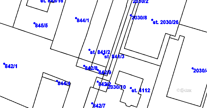 Parcela st. 841/3 v KÚ Sadská, Katastrální mapa