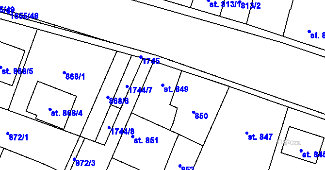 Parcela st. 849 v KÚ Sadská, Katastrální mapa