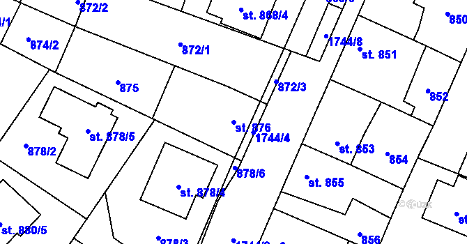 Parcela st. 876 v KÚ Sadská, Katastrální mapa