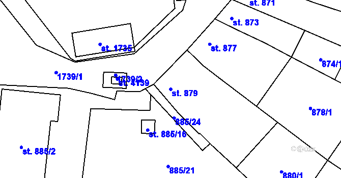 Parcela st. 879 v KÚ Sadská, Katastrální mapa