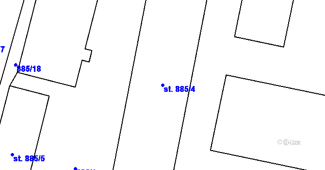 Parcela st. 885/4 v KÚ Sadská, Katastrální mapa
