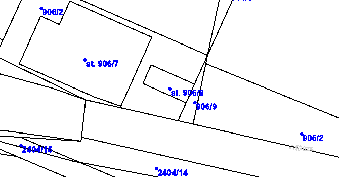 Parcela st. 906/8 v KÚ Sadská, Katastrální mapa