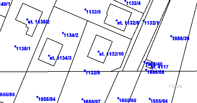 Parcela st. 1132/10 v KÚ Sadská, Katastrální mapa