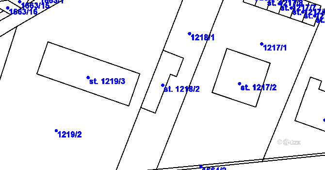 Parcela st. 1218/2 v KÚ Sadská, Katastrální mapa