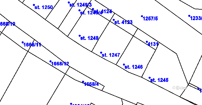 Parcela st. 1247 v KÚ Sadská, Katastrální mapa