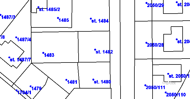 Parcela st. 1482 v KÚ Sadská, Katastrální mapa