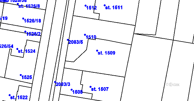 Parcela st. 1509 v KÚ Sadská, Katastrální mapa