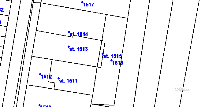 Parcela st. 1515 v KÚ Sadská, Katastrální mapa