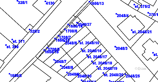 Parcela st. 2048/15 v KÚ Sadská, Katastrální mapa