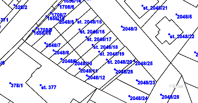 Parcela st. 2048/19 v KÚ Sadská, Katastrální mapa