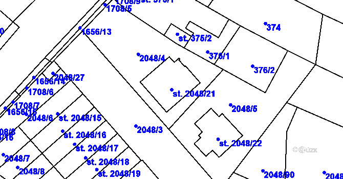 Parcela st. 2048/21 v KÚ Sadská, Katastrální mapa