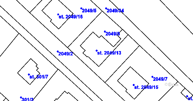 Parcela st. 2049/13 v KÚ Sadská, Katastrální mapa