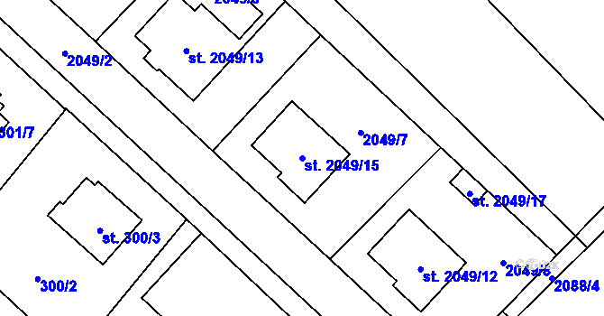 Parcela st. 2049/15 v KÚ Sadská, Katastrální mapa