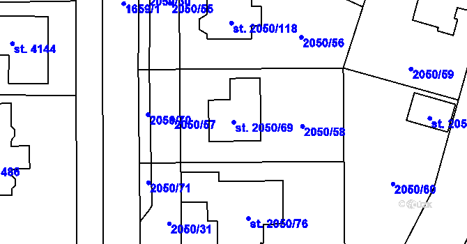 Parcela st. 2050/69 v KÚ Sadská, Katastrální mapa