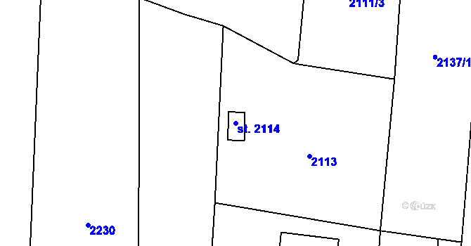 Parcela st. 2114 v KÚ Sadská, Katastrální mapa