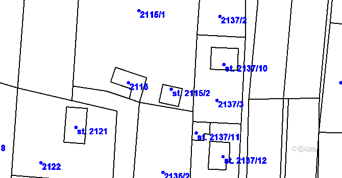 Parcela st. 2115/2 v KÚ Sadská, Katastrální mapa