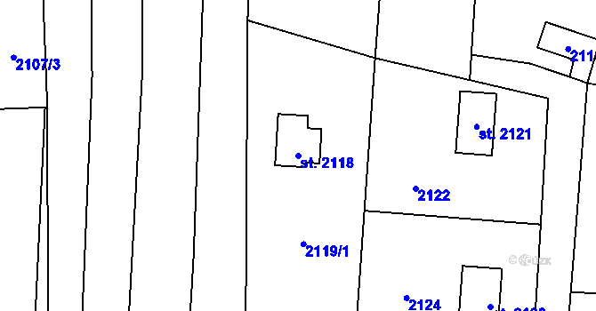 Parcela st. 2118 v KÚ Sadská, Katastrální mapa