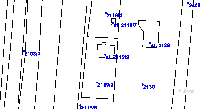 Parcela st. 2119/9 v KÚ Sadská, Katastrální mapa
