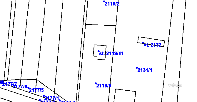 Parcela st. 2119/11 v KÚ Sadská, Katastrální mapa