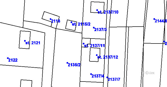 Parcela st. 2137/11 v KÚ Sadská, Katastrální mapa