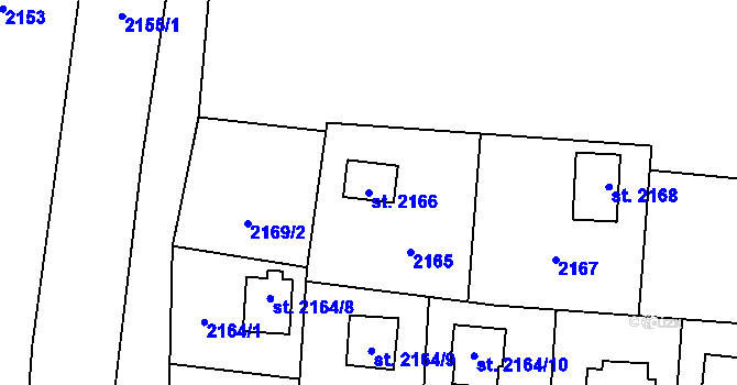 Parcela st. 2166 v KÚ Sadská, Katastrální mapa