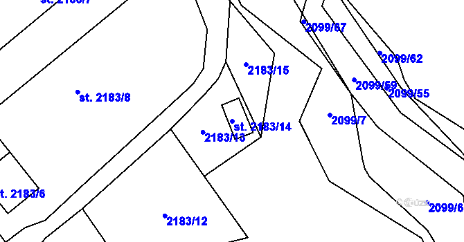 Parcela st. 2183/14 v KÚ Sadská, Katastrální mapa