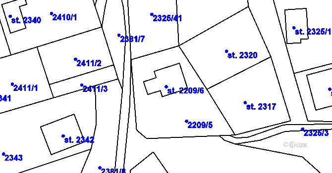 Parcela st. 2209/6 v KÚ Sadská, Katastrální mapa