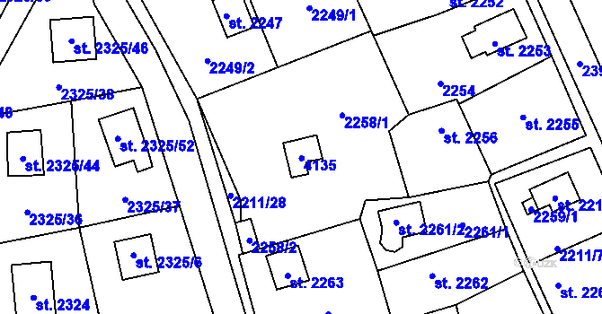 Parcela st. 2257 v KÚ Sadská, Katastrální mapa