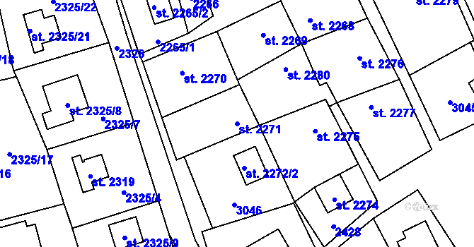Parcela st. 2271 v KÚ Sadská, Katastrální mapa