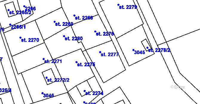 Parcela st. 2277 v KÚ Sadská, Katastrální mapa