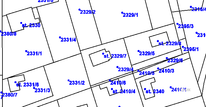 Parcela st. 2329/7 v KÚ Sadská, Katastrální mapa