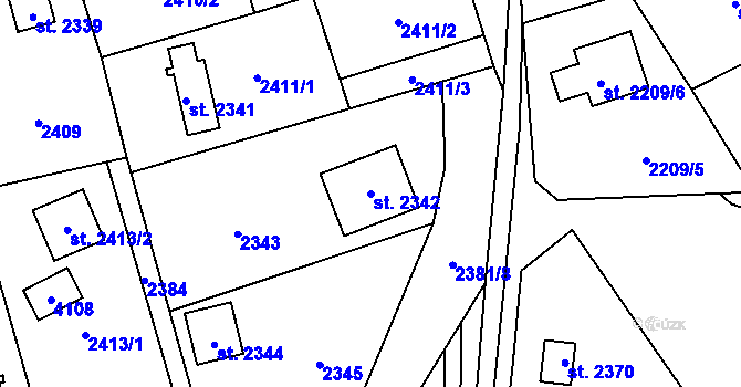 Parcela st. 2342 v KÚ Sadská, Katastrální mapa