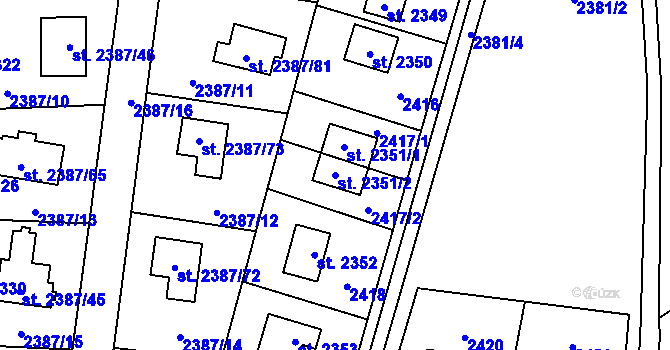 Parcela st. 2351/2 v KÚ Sadská, Katastrální mapa