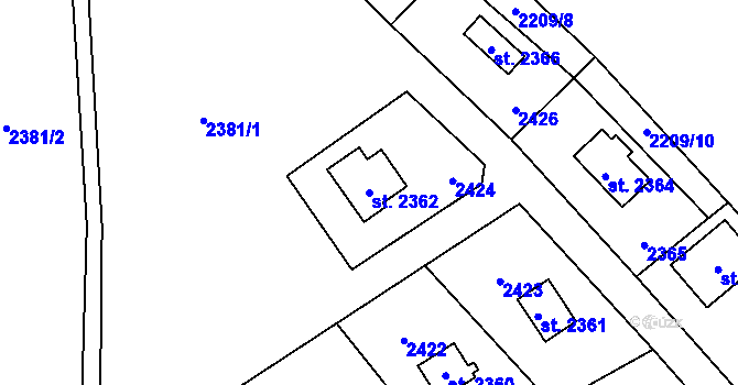 Parcela st. 2362 v KÚ Sadská, Katastrální mapa