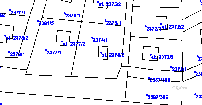 Parcela st. 2374/2 v KÚ Sadská, Katastrální mapa