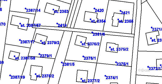 Parcela st. 2376/2 v KÚ Sadská, Katastrální mapa