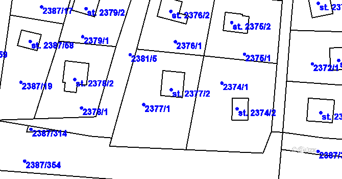Parcela st. 2377/2 v KÚ Sadská, Katastrální mapa
