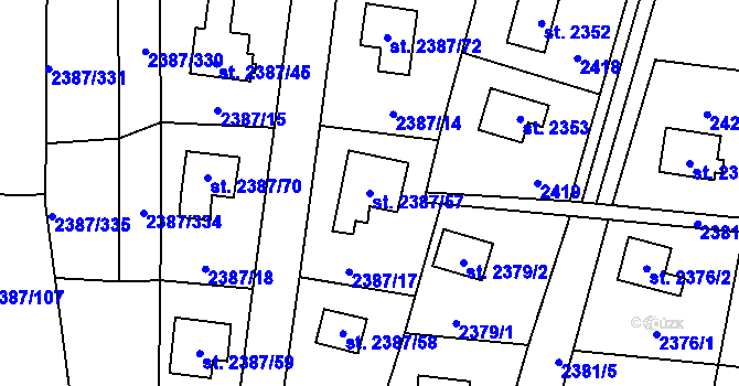 Parcela st. 2387/57 v KÚ Sadská, Katastrální mapa