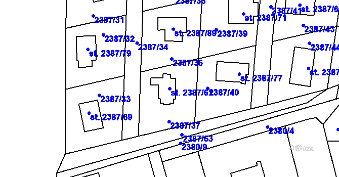 Parcela st. 2387/61 v KÚ Sadská, Katastrální mapa