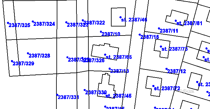 Parcela st. 2387/65 v KÚ Sadská, Katastrální mapa