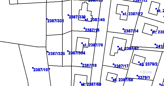 Parcela st. 2387/70 v KÚ Sadská, Katastrální mapa