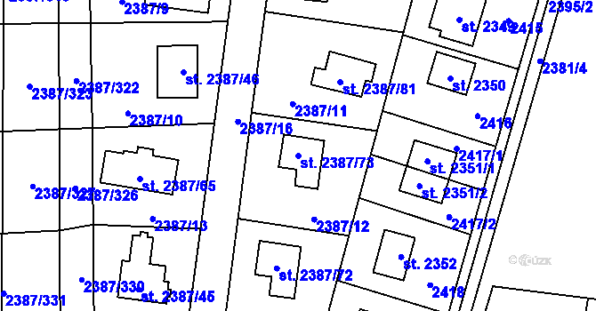 Parcela st. 2387/73 v KÚ Sadská, Katastrální mapa